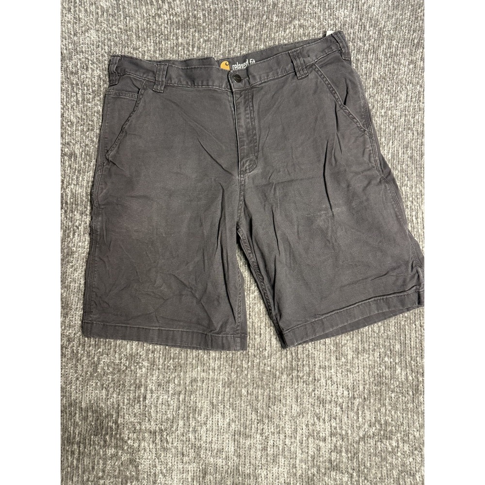Men's 38 CARHARTT Gray Canvas Work Shorts Relaxed Fit 10" Inseam 102514-039